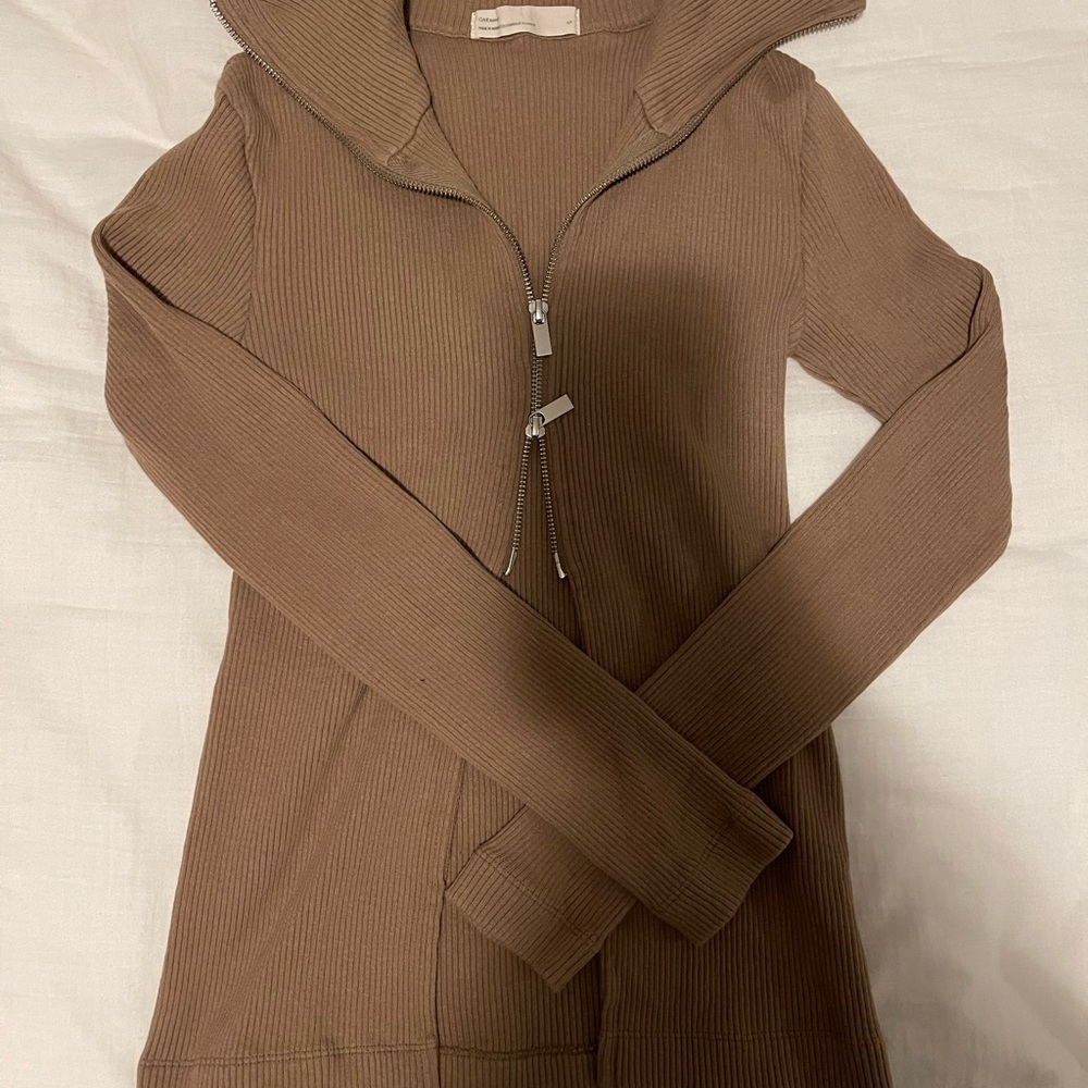 Oak and Fort Brown Ribbed Double Zip Sweater